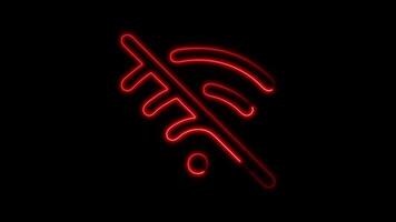 Glowing Signal Icon and Symbol in Neon Animation on Black Background video