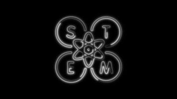 Glowing Stem Icon and Symbol in Neon Animation on Black Background video