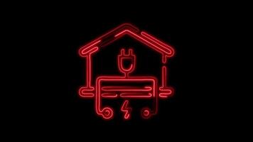 Glowing Warehouse Icon and Symbol in Neon Animation on Black Background video
