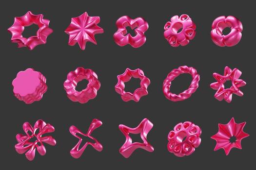 Pink candy object icon set element for design pack isolated background 3d rendering photo
