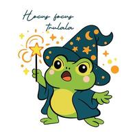 Hocus Focus Trulala Cute green frog look like witch vector