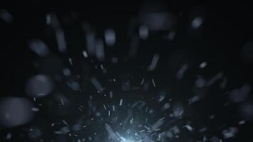 Dark background with falling dust particles and abstract motion blur. Mysterious, cinematic atmosphere perfect for sci-fi, thriller scenes, or elegant background effects video
