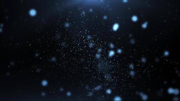 Abstract dark background with floating blue bokeh particles. Elegant and soft motion effect perfect for celebration, magic, night sky, dream scenes, or digital backgrounds video