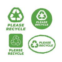 Four green recycling symbols vector