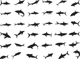 Diverse Shark Silhouettes for Design and Illustration vector