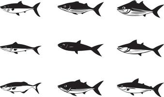 Illustration of Various Fish Silhouettes vector
