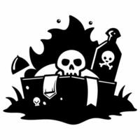 Spooky Skeleton Rising from Grave with Potion for Halloween Illustration vector