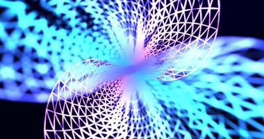 astratto 3d geometrico maglia con raggiante blu e viola Linee su un' buio sfondo, la creazione di un' futuristico, digitale, e dinamico movimento ideale per tecnologia, Rete, e fantascienza progetti video
