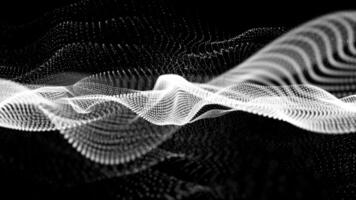 Abstract black and white flowing wave of particles. Futuristic 3D motion background for science, technology, data visualization, or digital network themed projects. seamless loop video