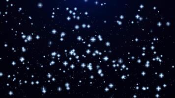 blinkande blå stjärnor på en mörk bakgrund skapa ett atmosfär av magi och fred. idealisk för jul projekt, bakgrunder, animationer och visuell effekter. sömlös slinga. video