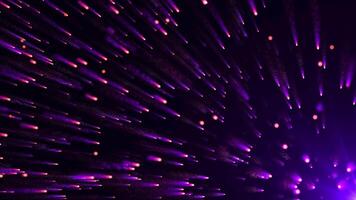 Vibrant purple and pink glowing particles streak across a dark background in dynamic motion, creating a futuristic, energetic, and elegant abstract animation effect. Seamless loop video