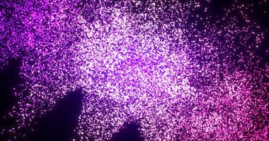 Bright pink and purple glowing particles floating and sparkling on a dark background, creating a festive, magical, and vibrant abstract motion background for events or celebrations. Seamless loop video