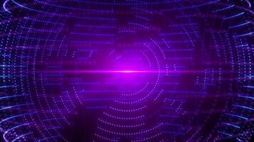 futuristisch lila und Blau glühend Punkt Gitter Animation Bildung ein Digital Wirbel. perfekt zum Technik Hintergründe, Daten Visualisierung, Sci-Fi Schnittstellen, oder abstrakt Präsentationen. nahtlos Schleife video