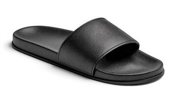 Single Black Slider Sandal or Slipper Isolated on White Background photo