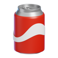 Red Soda Can Isolated. Cartoon Style Junk Food and Drink Icon Concept. 3D Rendering. png
