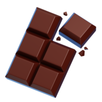 Chocolate Bar with Broken Pieces Isolated. Cartoon Style Junk Food and Drink Icon Concept. 3D Rende png