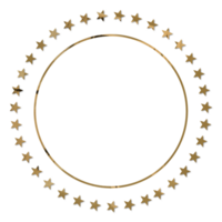 Golden circle frame with stars on Transparent background png