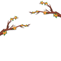 A tree branch with flowers and leaves png