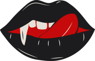 Sultry Gothic Lips with Sharp Fangs A Bold Vampire Aesthetic png
