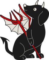 Cartoon Sausage Dog with Fiery Devil Horns and a Cheeky Grin png