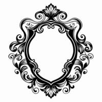 Elegant vintage ornate frame with floral scrolls in black and white design for decoration and art vector