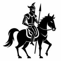 Silhouette of a Medieval Knight on Horseback with Spear vector