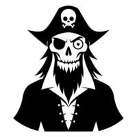 Stylized Pirate Skeleton Illustration with Hat and Eyepatch vector