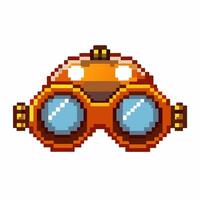 Pixel Art Retro Goggles Nostalgic Gaming Emblem in 8 Bit Style vector