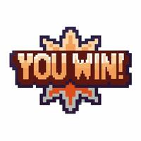 Retro pixel art you win banner colorful 8 bit victory message, gaming achievement, playful reward icon, nostalgic game vector