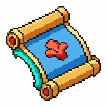 píxel Arte Desplazarse con rojo mapa, Clásico juego estilo, retro digital ilustración vector