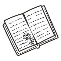 Open book with handwritten text and daisy flower nostalgic literature, personal diary, meaningful memories, journaling concept vector
