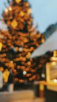 A blurred Christmas tree with colorful lights creates a warm, festive atmosphere video