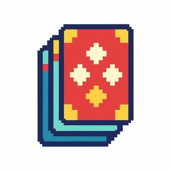 Retro Pixel Art Books in Stack with Vibrant Colors on White Background vector