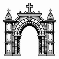 Elegant Baroque Arch with Cross and Ornate Architectural Details vector