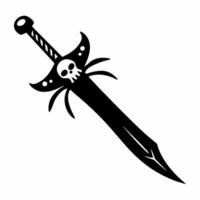 Skull Adorned Medieval Sword Icon Gothic Design for Fantasy Themes vector