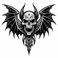 Intricate Gothic Skull with Wings Dark Fantasy Art Design vector