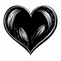 Black and White Sketched Heart Design for Vintage Romance and Artistic Concepts vector