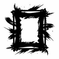 Abstract Grunge Black Brush Stroke Frame on White Background vector