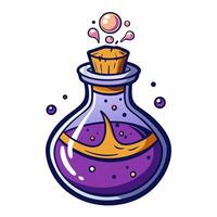 Colorful Magic Potion Bottle with Cork Stopper and Bubbling Liquid vector