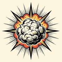 Retro Comic Style Explosion Illustration with Vibrant Colors and Dynamic Lines vector