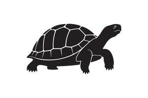Simple Turtle Animal Silhouette Art Tortoise Silhouette Isolated on White vector