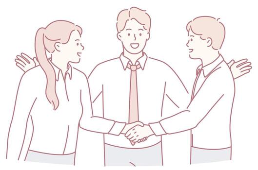 An artistic illustration of a business partnership handshake symbolizing collaboration and unity vector