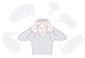 An Illustration Highlighting Mental Stress and the Overthinking Process in Daily Life vector
