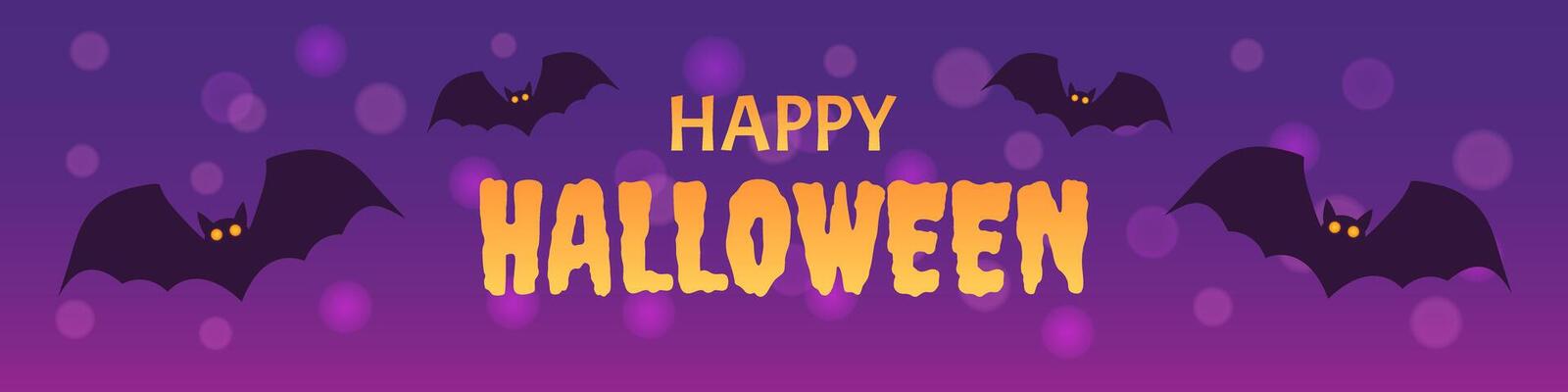 Happy Halloween. poster with bats and bokeh background. Website header banner.