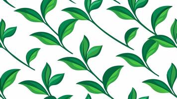 Seamless Pattern of Green Tea Leaves for Background and Wallpaper vector