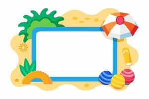 Vibrant Beach Themed Frame with Summer Elements for Creative Designs vector