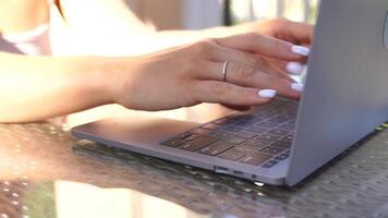 Laptop Hands Typing Outdoor Work From Home video