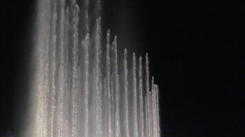 Fountain Dubai Water Show Night. Illuminated water jets display at Dubai's nighttime fountain show. video