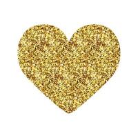 Isolated single Golden glitter shimmer luxury heart. Shiny romance Happy Valentines Day icon. Gold sand award sticker. VIP premium design element. Magical tag for card, invitation. illustration vector