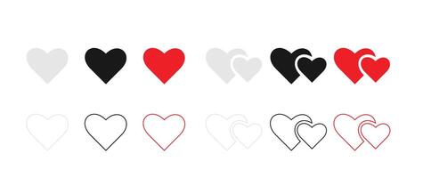 Hearts Shapes Flat Icons vector